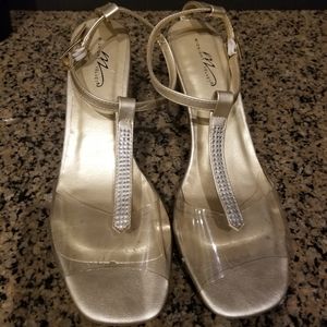 Gold and clear heels